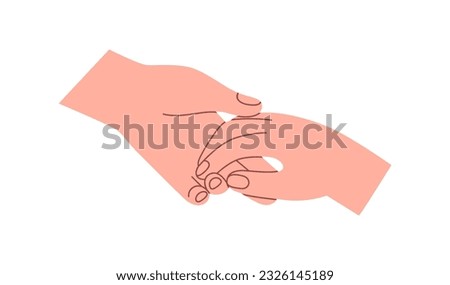 Volunteer giving, lending hand, reaching out for help. Taking care, support, assistance concept. Supportive touch with love, trust, hope. Flat vector illustration isolated on white background