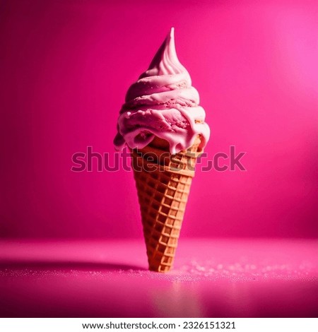 ice cream cone on a pink background