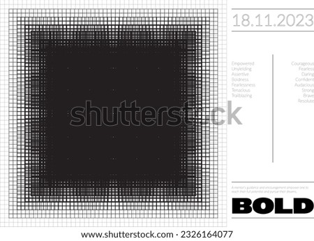 Brutalism poster design, commercial and advertising poster layout, social media posts, 2D design, minimalist poster design, poster with line patterns, designing with white spaces, abstract design. Royalty-Free Stock Photo #2326164077