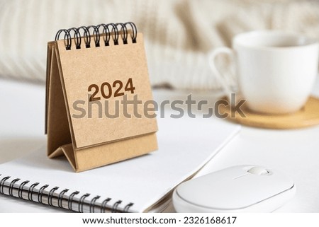 Small 2024 calendar on office table