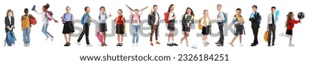 Set of cute schoolchildren on white background Royalty-Free Stock Photo #2326184251