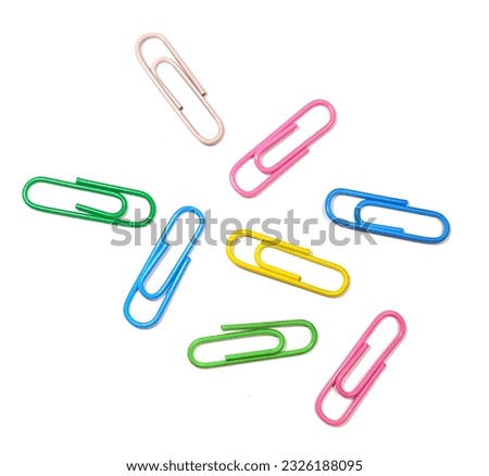 Paper clips on white background Royalty-Free Stock Photo #2326188095