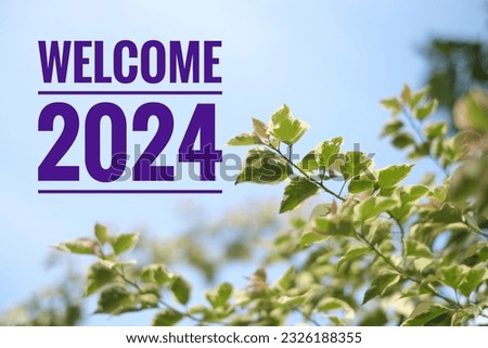 Word concept with numbers for the new year. Nature background