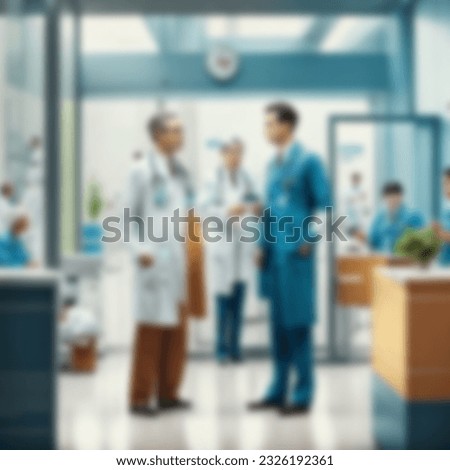 doctors talking in an empty hospital corridor, a blurry hospital corridor