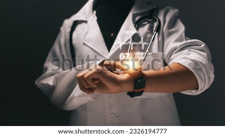 Close up image of female doctor with stethoscope holding light bulb