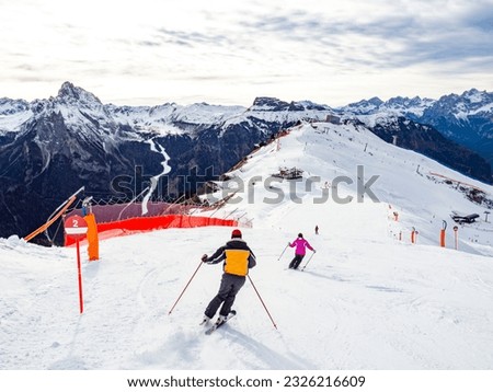 Ski scene in the Dolomites Royalty-Free Stock Photo #2326216609