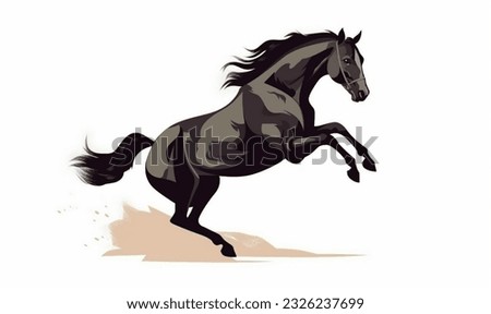 jumping black horse,white background,racing horse