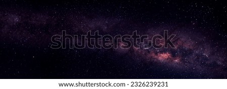 Panorama grain of blue night sky milky way and star on dark background.with noise and grain.Photo by long exposure and select white balance. Royalty-Free Stock Photo #2326239231