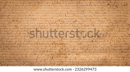 Aged handwritten manuscript text. Calligraphy on old paper, vintage background Royalty-Free Stock Photo #2326299473