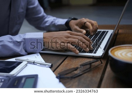 Business man working on laptop