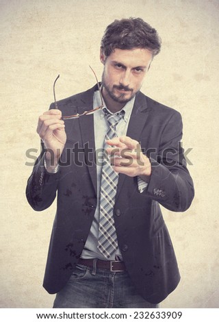 young crazy businessman pointing
