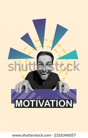 Vertical image sketch collage poster of crazy guy dream earn more money achieve success business company isolated on drawing background