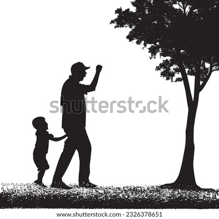 Father And Daughter Silhouette Vector Art Icons.