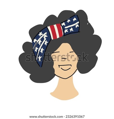 The 4th of July  vector illustration of girls, stars and stripes.
