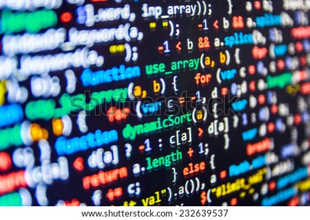 Programming code abstract screen of software developer. Computer script.  (MORE SIMILAR IN MY GALLERY) Royalty-Free Stock Photo #232639537