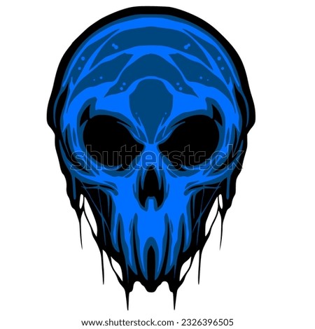 Skull illustration mascot logo halloween for merch and team design