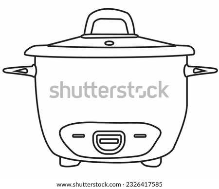 Line art isolated rice cooker illustration vector.