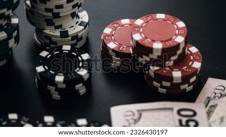 Stack of poker chips for high-stakes casino games Royalty-Free Stock Photo #2326430197