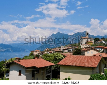 Panoramic view of Porto on Monte Isola in Lago d'Iseo, Lombardy, Italy. High quality photo Royalty-Free Stock Photo #2326435235