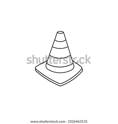 Hand drawn kids drawing Vector illustration Traffic cone flat cartoon isolated