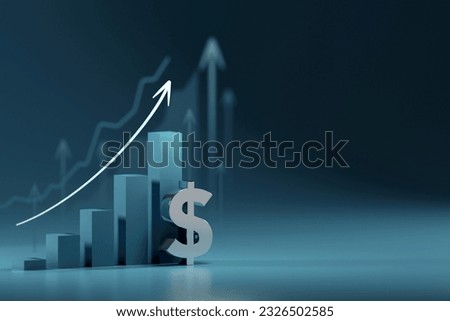 3D Rendering The dollar sign integrated into the graph represents the financial returns and profitability associated with successful investments and thriving business endeavors.