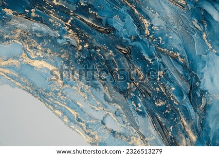 Original artwork photo of marble ink abstract art. High resolution photograph from exemplary original painting. Abstract painting was painted on HQ paper texture to create smooth marbling pattern. Royalty-Free Stock Photo #2326513279