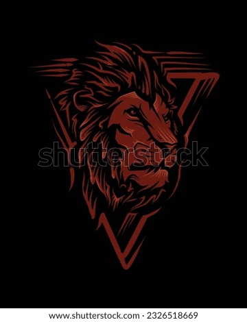 red lion head vector illustration