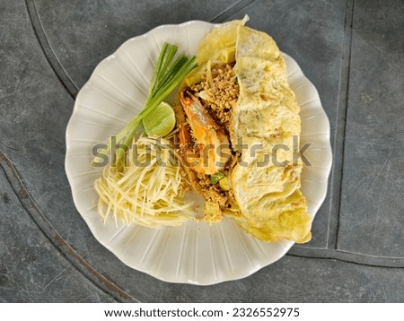 Pad Thai with Fresh Shrimp Wrapped in Omelet