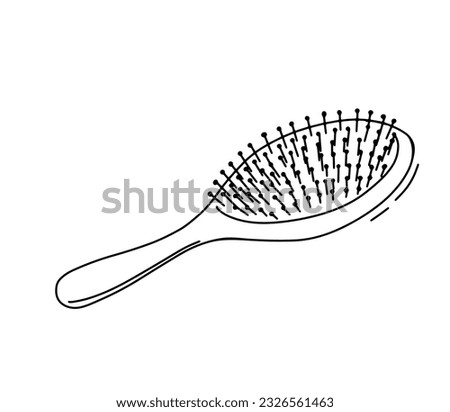 Doodle hairbrush for styling vector doodle illustration. Comb hairdresser tool isolated on white Royalty-Free Stock Photo #2326561463