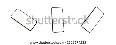 Collection of smartphone mockup blank screen isolated on white background, with clipping path