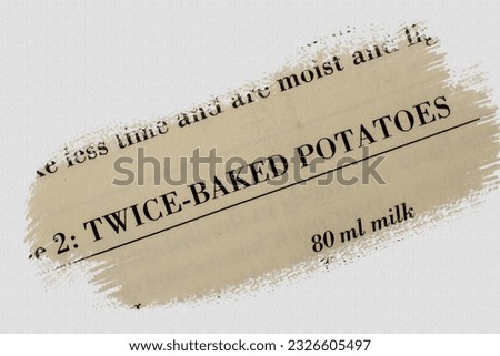 Twice-Baked Potatoes recipe title for a dish main course with ingredients with overlay