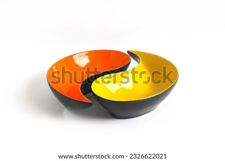 Vintage Mid-Century Bowls Isolated on a White Background.