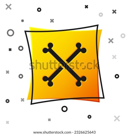 Black Crossed human bones icon isolated on white background. Yellow square button. Vector
