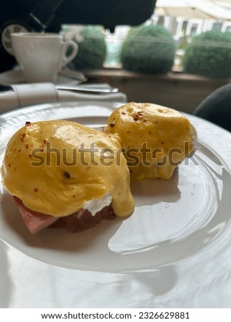 Breakfast with cheese and ham on toast