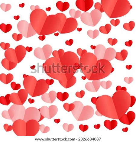 Hearts Confetti Falling Background. St. Valentine's Day pattern. Romantic Scattered Hearts Design Element. Vector Illustration. Cute Element of Design for Sales or Celebration.