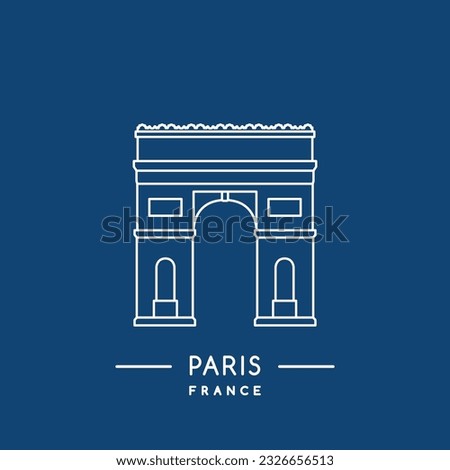 Triumphal Arch line art icon. Outline Triumphal Arch template. French landmark. Vector illustration. Royalty-Free Stock Photo #2326656513