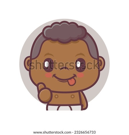 cute baby cartoon character vector illustration with thumbs up, mascot, icon, sticker.