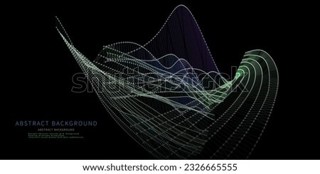 Abstract  background  graph wavy with circles and  lines on dark. Technology wireframe concept in virtual space. Banner for business, science and technology data analytics. Big Data.  