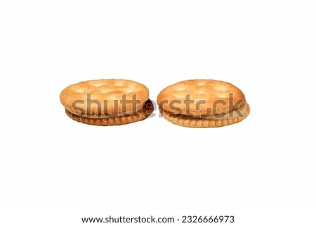 Peanut butter jam biscuit cracker shoot in white background stock photos.