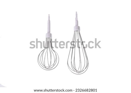 steel wire whisk. whisk for cream egg whites for hand blender or hand whisk. set of two hand whisk. Royalty-Free Stock Photo #2326682801