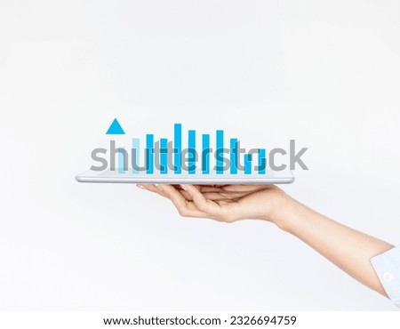 Woman hand palm faced upwards holding laptop.Global internet connection technology. Business,digital marketing ,finance and banking,digital link technology,big data. AI controls technology futuristic.