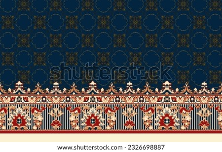 Textile floral pattern border design ornamental abstract and geometric image ,   for background , wallpaper , and digital  fabric printing 