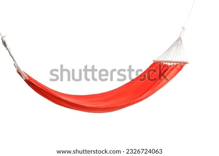 Cozy red hammock isolated on white background Royalty-Free Stock Photo #2326724063