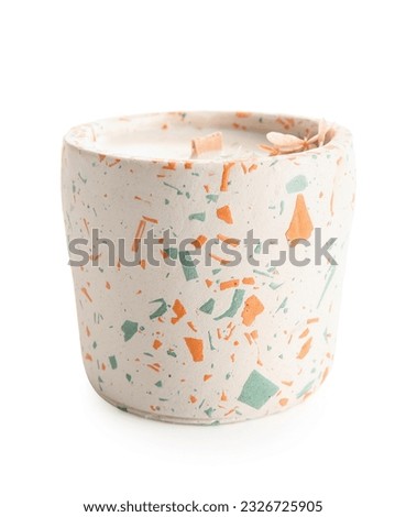 Holder with candle on white background Royalty-Free Stock Photo #2326725905