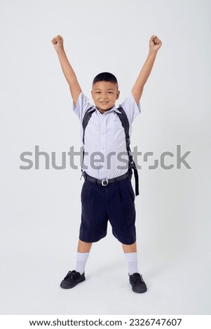 Portraits of Asian Boy Thai Country in School Uniform Isolated On White Background