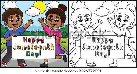 Happy Juneteenth Day Banner Coloring Illustration