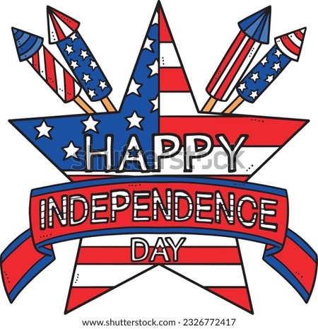 Happy Independence Day Cartoon Colored Clipart