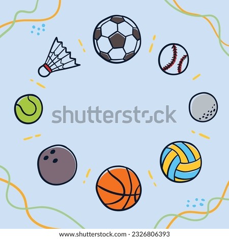 Vector background with sport equipment.