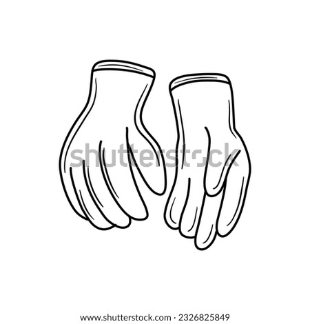 vector drawing in doodle style. working protective glove. construction tool, hand work
