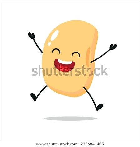 Cute happy soybean character. Funny jump soybean cartoon emoticon in flat style. vegetable emoji vector illustration Royalty-Free Stock Photo #2326841405